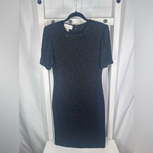 Vintage Laurence Kazar 80’s cocktail black dress Beading glam holiday old money